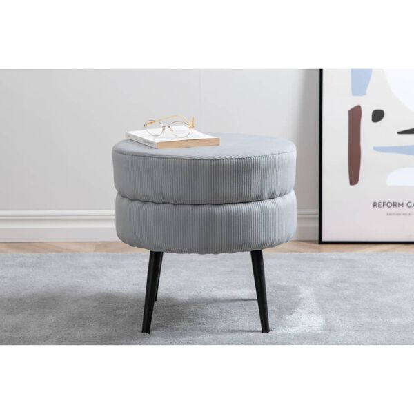 Venture Home Pouf Pot 40x40x40 cm Velours c&ocirc;tel&eacute; Noir et gris