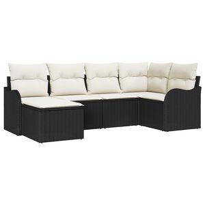 vidaXL Ensemble de canap&eacute; de jardin 6 pcs Noir et blanc Poly rotin