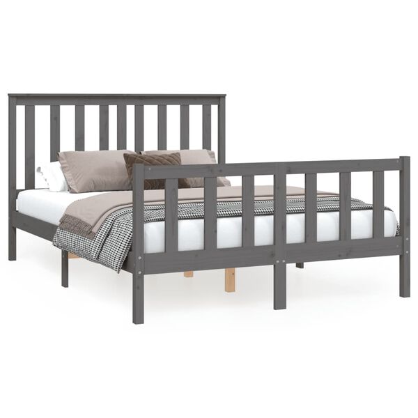 vidaXL Cadre de lit sans matelas gris 120x200 cm bois de pin massif