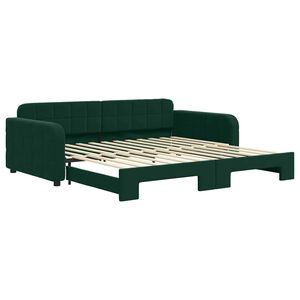vidaXL Lit de jour avec gigogne sans matelas vert fonc&eacute; 100x200 cm