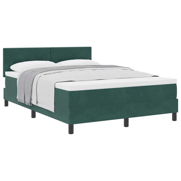 vidaXL Lit &agrave; ressorts avec matelas Vert fonc&eacute; 140 x 200 cm tissu