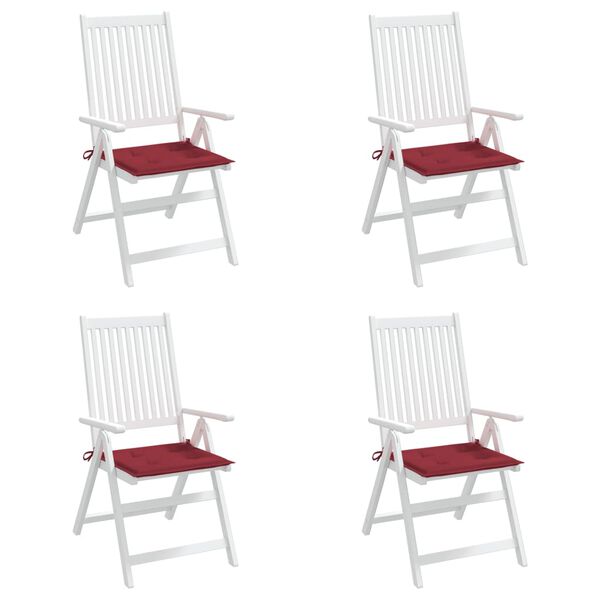 vidaXL Coussins de chaise de jardin lot de 4 rouge bordeaux 50x50x4 cm
