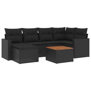 vidaXL Salon de jardin 7 pcs avec coussins noir r&eacute;sine tress&eacute;e