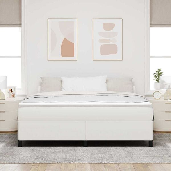 vidaXL Lit &agrave; ressorts Cr&egrave;me 180 x 200 cm Tissu en velours c&ocirc;tel&eacute;