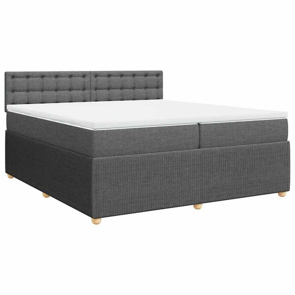 vidaXL Sommier &agrave; lattes de lit avec matelas Gris fonc&eacute; 200x200cm Tissu