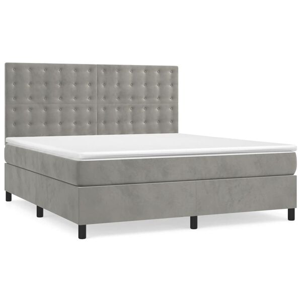 vidaXL Sommier &agrave; lattes de lit et matelas Gris clair 180x200cm Velours