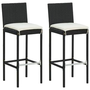 vidaXL Tabourets de bar de jardin et coussins lot de 2 r&eacute;sine tress&eacute;e