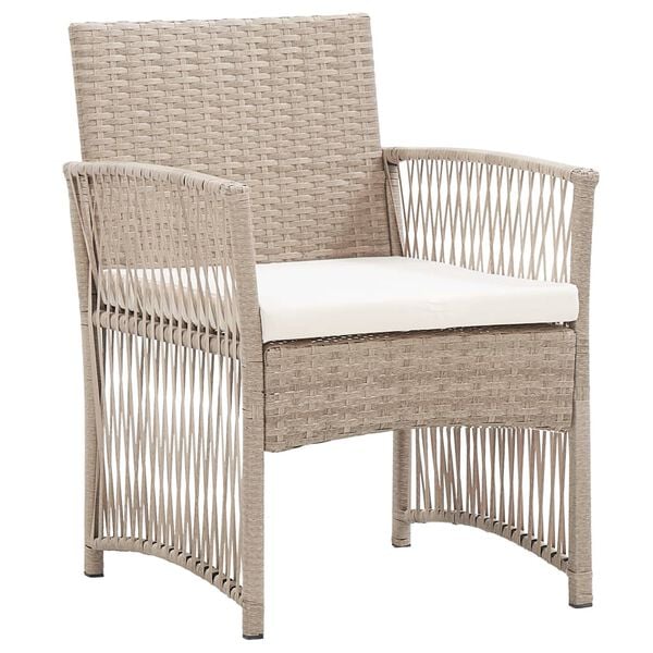 vidaXL Fauteuils de jardin avec coussins 2 pcs Beige R&eacute;sine tress&eacute;e