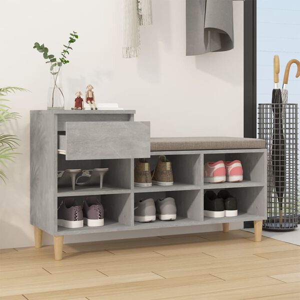vidaXL Armoire à chaussures Gris béton 102x36x60 cm Bois d'ingénierie