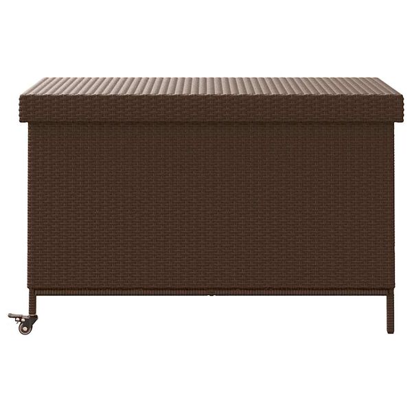 vidaXL Boîte de rangement de jardin et roues marron résine tressée