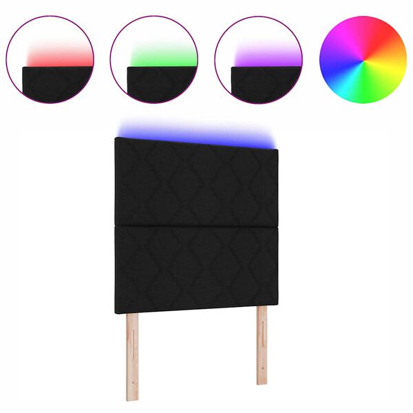 vidaXL Tête de lit avec des lumières à LED Réglable Noir 90 cm tissu