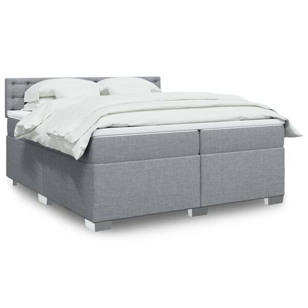 vidaXL Sommier &agrave; lattes de lit avec matelas Gris clair 200x200cm Tissu