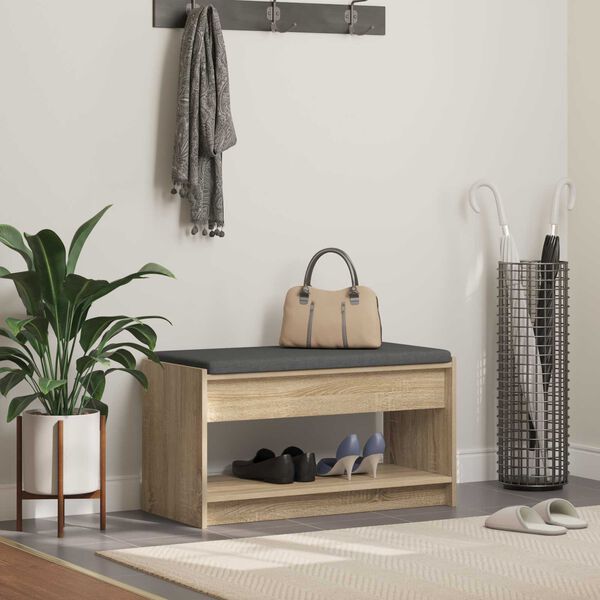 vidaXL Banc d'entr&eacute;e avec coussin Ch&ecirc;ne Sonoma 83 x 38 x 45 cm