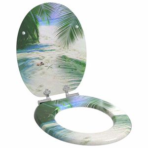vidaXL Si&egrave;ge de toilette &agrave; fermeture douce Vert 44 x 38 cm Panneau MDF