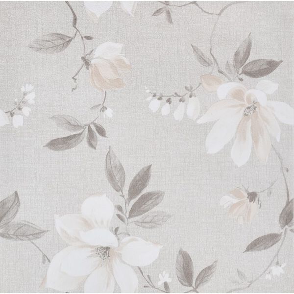 vidaXL Papier peint 3D motif de fleur gris 10x0,53 m non tissé