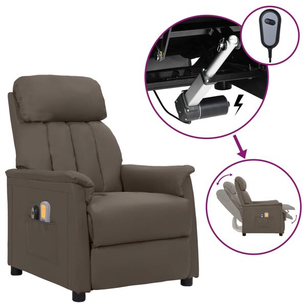 vidaXL Fauteuil de massage &eacute;lectrique Gris Similicuir