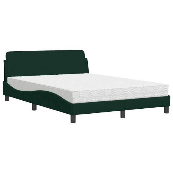 vidaXL Lit avec matelas Dover vert fonc&eacute; 120x200 cm velours