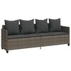 vidaXL Chaise longue avec coussins gris r&eacute;sine tress&eacute;e