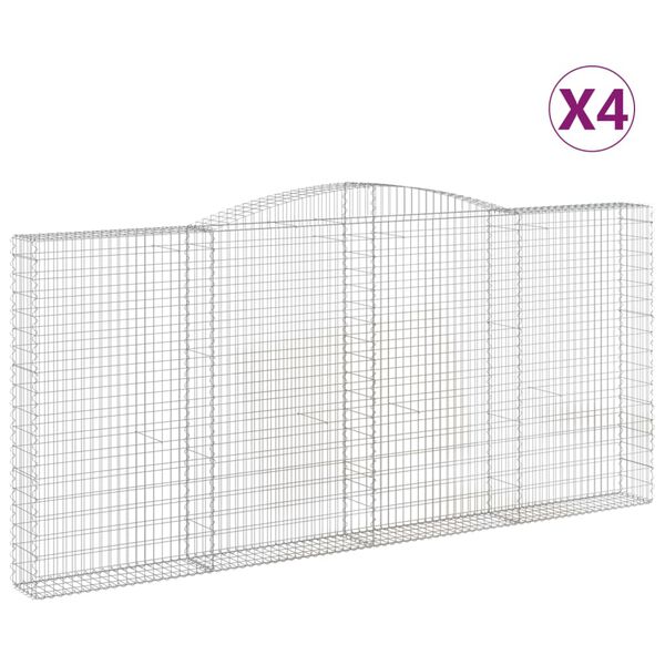 vidaXL Paniers à gabions arqués 4 pcs 400x30x180/200 cm Fer galvanisé