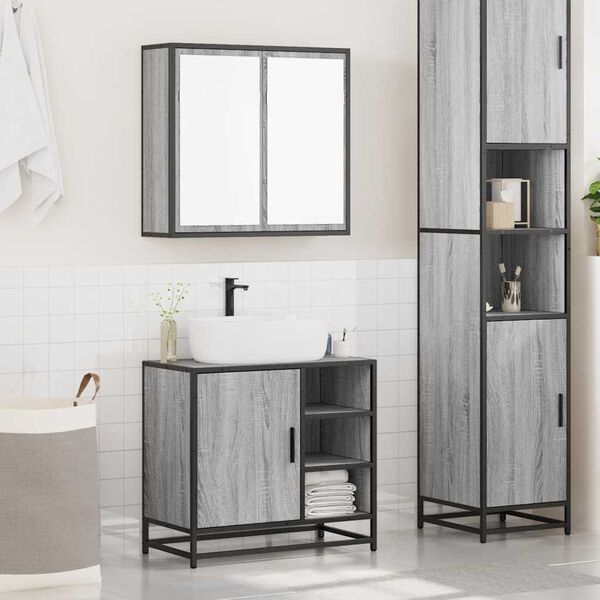 vidaXL Ensemble de meubles de salle de bain 2 pcs Sonoma gris