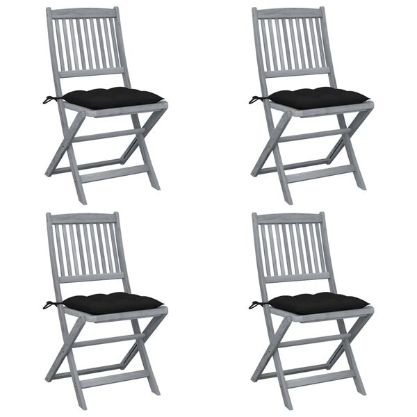 vidaXL Chaises pliables d'ext&eacute;rieur lot de 4 et coussins Bois d'acacia