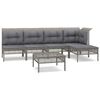 vidaXL Salon de jardin 6 pcs avec coussins Gris R&eacute;sine tress&eacute;e