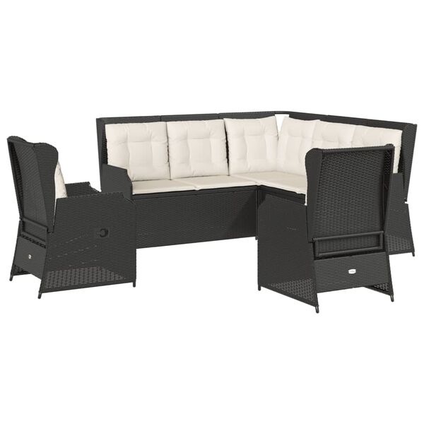 vidaXL Salon de jardin 5 pcs avec coussins Noir R&eacute;sine tress&eacute;e
