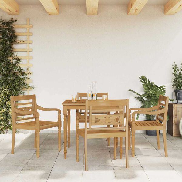 vidaXL Ensemble &agrave; manger de jardin 5 pcs Bois de teck massif