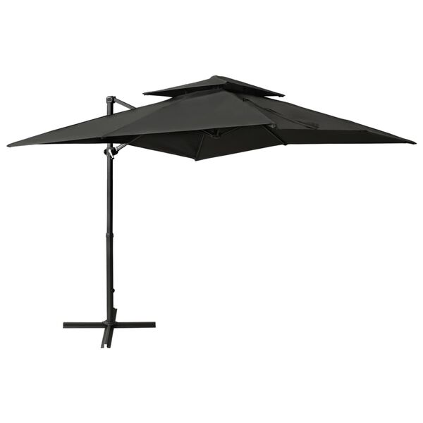 vidaXL Parasol de jardin en porte-&agrave;-faux &agrave; double toit anthracite