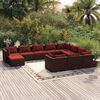 vidaXL Salon de jardin 11 pcs avec coussins R&eacute;sine tress&eacute;e Marron