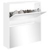 vidaXL Armoire &agrave; chaussures miroir 2 niveaux Blanc brillant 63x17x67cm