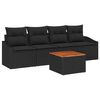 vidaXL Ensemble de canap&eacute; de jardin 5 pc Noir polyrotin