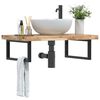 vidaXL &Eacute;tag&egrave;re de vasque murale acier et bois massif d'acacia