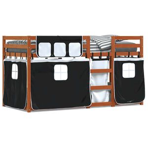 vidaXL Lit superpos&eacute; sans matelas marron et noir 90x200 cm bois de pin massif