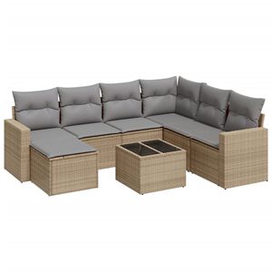 vidaXL Salon de jardin avec coussins 8 pcs beige r&eacute;sine tress&eacute;e