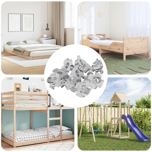 vidaXL Ecrou en T &agrave; dents 12 pcs Argent&eacute; M6 mm Acier