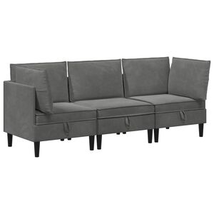 vidaXL Ensemble de meubles pour le salon 3 pc Gris fonc&eacute; Velours