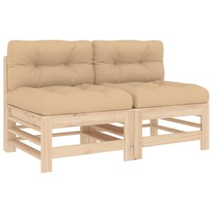 vidaXL Canap&eacute;s centraux avec coussins 2 pcs bois de pin massif