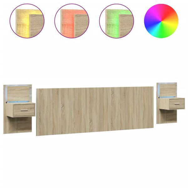 vidaXL T&ecirc;te de lit avec armoires ch&ecirc;ne sonoma 240 cm bois d'ing&eacute;nierie
