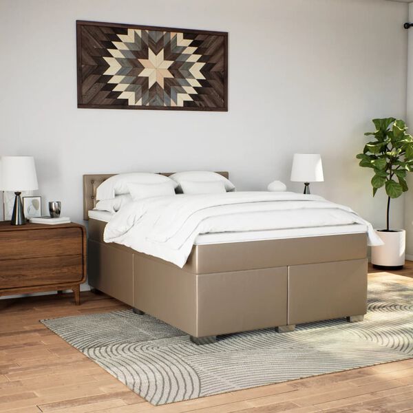 vidaXL Sommier à lattes de lit avec matelas Cappuccino 140x190 cm