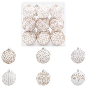 vidaXL Ensemble de boules de No&euml;l XL 18 pc Blanc et Or Rose 8 cm