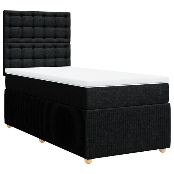 vidaXL Sommier &agrave; lattes de lit avec matelas Noir 90x200 cm Tissu
