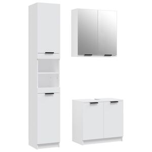 vidaXL Ensemble d'armoires salle de bain 3 pcs blanc bois d'ing&eacute;nierie