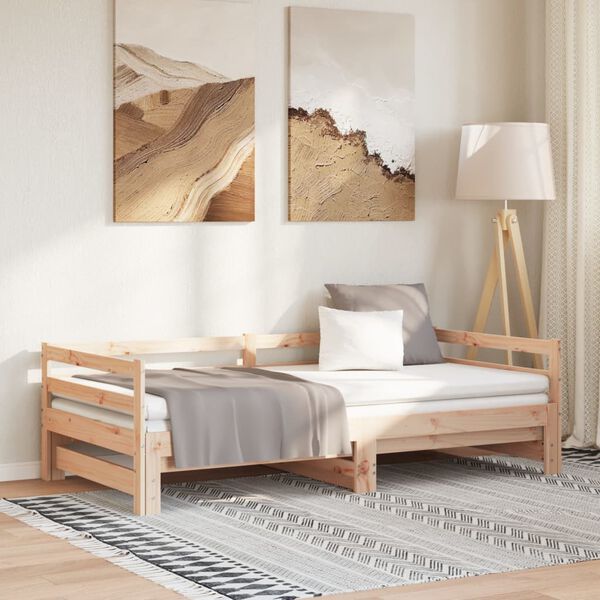 vidaXL Lit de jour et lit gigogne sans matelas 90x200 cm bois massif
