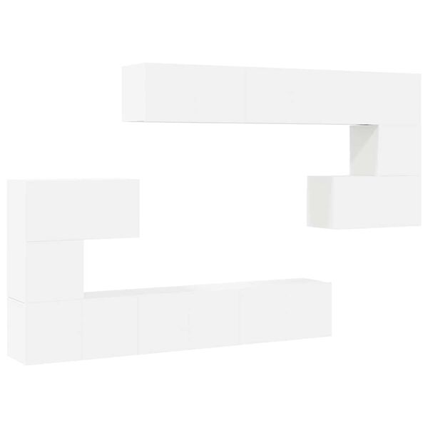 vidaXL Ensemble de meubles TV 10 pcs Blanc Bois d'ing&eacute;nierie