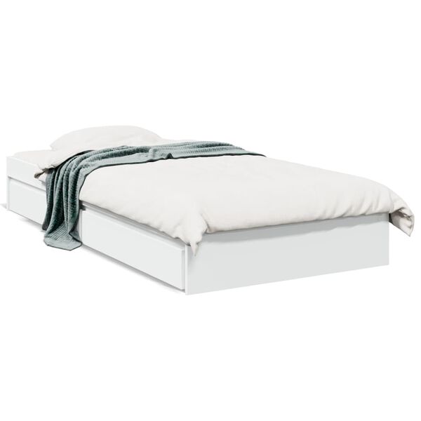 vidaXL Cadre de lit avec tiroirs sans matelas blanc 90x190 cm