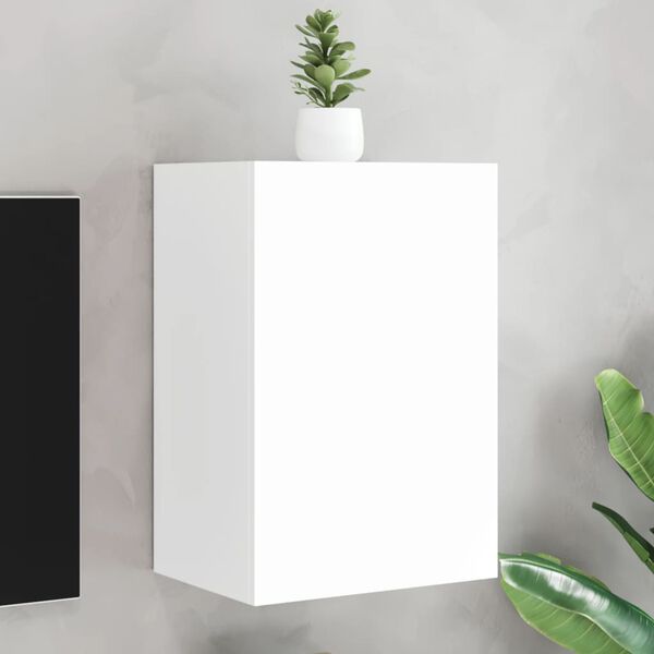 vidaXL Meuble TV mural blanc 40,5x30x60 cm bois d'ing&eacute;nierie