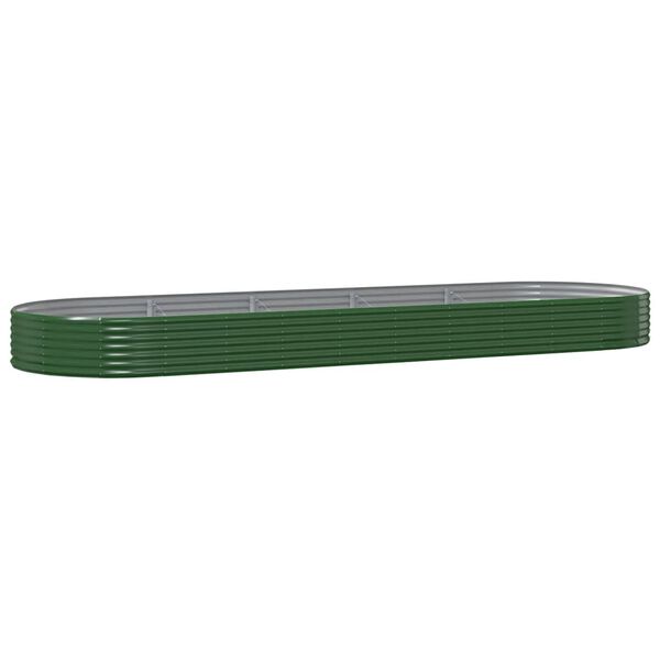 vidaXL Lit sur&eacute;lev&eacute; de jardin Acier galvanis&eacute; 450x140x36cm Vert