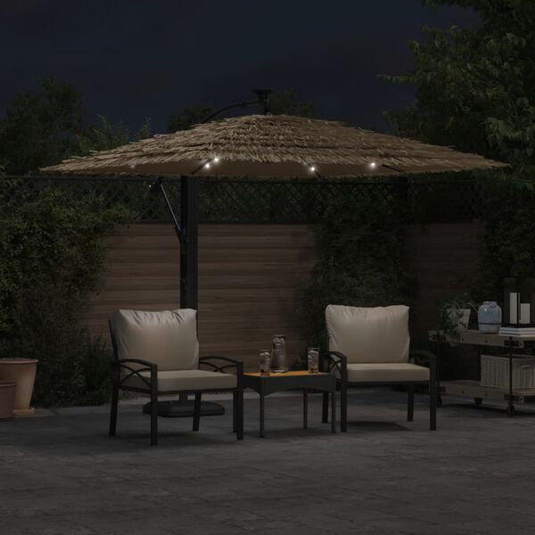 vidaXL Parasol de jardin avec LED et m&acirc;t en acier marron 246x246x230cm