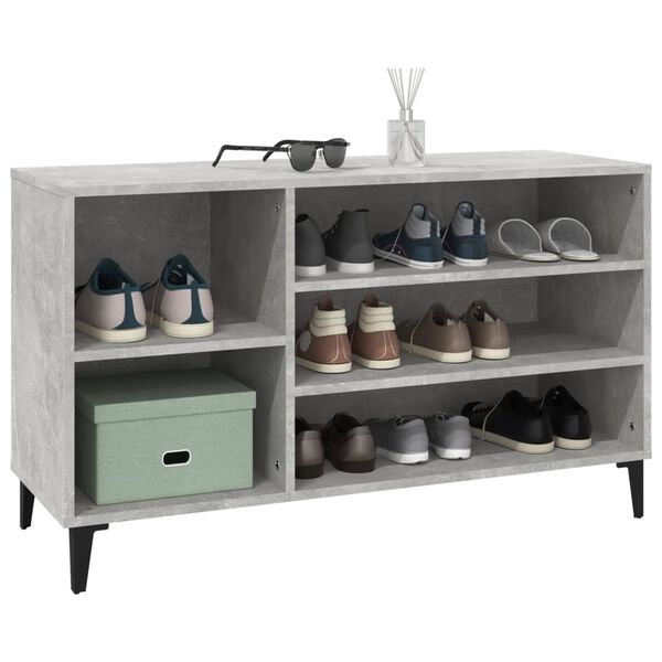 vidaXL Armoire &agrave; chaussures Gris b&eacute;ton 102x36x60 cm Bois d'ing&eacute;nierie